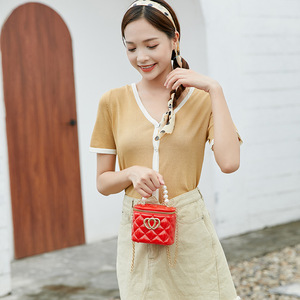 Elegante Mini Borsa <span class=keywords><strong>a</strong></span> Secchiello con Motivo <span class=keywords><strong>a</strong></span> Diamanti e Doppia Decorazione <span class=keywords><strong>a</strong></span> Cuore, Borsa <span class=keywords><strong>a</strong></span> Tracolla per Donne - Product Image 2
