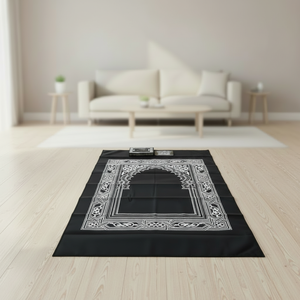 Tapis de prière de poche en gros-Tapis islamique Qibla de voyage léger, Tapis de prière portable avec logo personnalisé avec <span class=keywords><strong>boussole</strong></span> (quantité minimale de commande 100 pièces) - Product Image 2