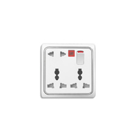 Interrupteur mural traditionnel 86 panneaux pour la maison, néon, 16A 220V, 8 broches, PC blanc argenté, interrupteur de prise de courant, indice de protection IP21, 2 voies