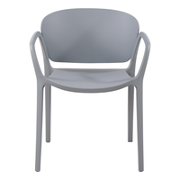 Chaise de salle à manger d'extérieur en polypropylène gris clair empilable moderne et bon marché avec accoudoirs