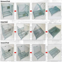Stockage en entrepôt Cage de stockage pliable en métal avec revêtement en poudre pour palettes en treillis métallique Boîte de rangement pliante en métal Conteneur en treillis métallique