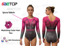Justaucorps de gymnastique pour enfants et filles, avec strass brillants effet ombré pastel, motif géométrique étincelant, pour la danse de compétition et les spectacles sur scène