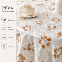 Nappe de table 100 % PEVA écologique pour événements, motif floral marron moderne, personnalisable, usage domestique professionnel, vente en gros