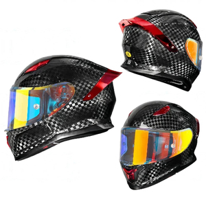 Helm sepeda motor Full Face serat karbon, helm sepeda motor dengan masker wajah pelindung matahari untuk kompetisi Off-road kualitas tinggi - Product Image 4