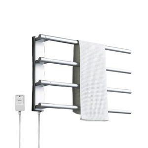 Sèche-serviettes électrique mural 4 barres avec minuterie, chauffe-serviettes à brancher pour salle de bain - Product Image 1