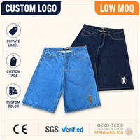 Shorts en jean Y2K vintage personnalisés pour hommes, style streetwear, coupe ample, jambes larges, avec logo brodé, vente en gros