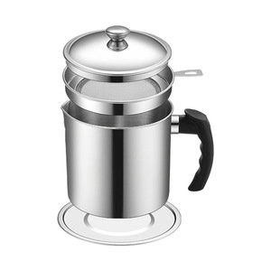 304 Stainless Steel Oil Filter Bottle Large Capacity Leak Resistant Metal Lid Cylinder Shape For Kitchen Household Use - Product Image 5