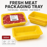 Barquette en PP jetable recyclable avec logo personnalisé, format et forme sur mesure, emballage blister écologique pour fruits de mer et viande fraîche