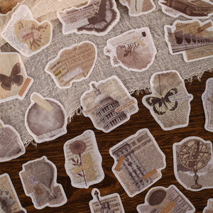 สติกเกอร์ 20 ชิ้นต่อแพ็ค ซีรีส์หนังสือพิมพ์วินเทจ สไตล์เรโทร สติกเกอร์สำหรับตกแต่งสมุดแพลนเนอร์แบบไม่ต้องตัด - Product Image 3