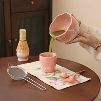 Kit d'accessoires pour mélangeur de matcha, ensemble de bols à matcha en céramique, fouet à matcha Chasen, ensemble de matcha transparent