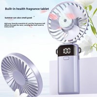 Nouveau mini ventilateur portable pliable à suspendre au cou ou à poser sur le bureau, diffuseur d'arômes, alimenté par USB, 2000-4000mAh, 5 vitesses, 15h d'autonomie