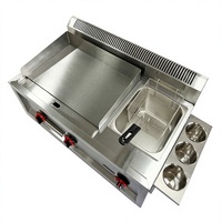 Plaque de cuisson à gaz commerciale et friteuse à gaz en acier inoxydable à prix direct usine avec 2 friteuses à réservoirs