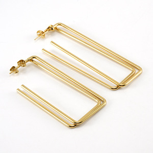 Zogxin Geometric Square Stud Earrings Gold 22x44mm 23x60mm Fashion Dangle Jewelry - Product Image 3