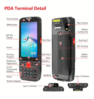 RT-T40 Terminal de Datos Móvil Resistente con Pantalla Táctil Android 13, Teclado Completo, PDA para Logística de Almacén, Escáner de Código de Barras 2D