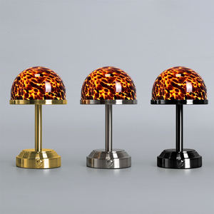 מנורת שולחן הוביל זכוכית מודרנית עבור מסעדות נטענת אלחוטי צב פגז מנורת שולחן מנורת סוללה מופעל 2700k - Product Image 2