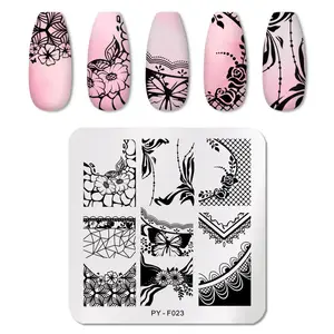 Toptan tasarım baskı çiçekler Petal Nail Art damga damgalama görüntü plakası anime çiçek Metal damgalama sanat plakaları