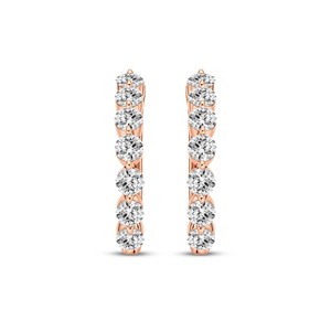 Elegantes Pendientes de Aro con Diamantes Cultivados en Laboratorio de Corte Redondo para Mujer, Color VVS VS EF, Plata de Ley 925, Oro de 10KT 14KT 18KT, Uso Diario - Product Image 1