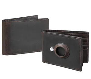 Cuir véritable Grand Bifold Slim Minimalist Men's FIRD Wallet Card Holder Wallet With 2 ID Windows