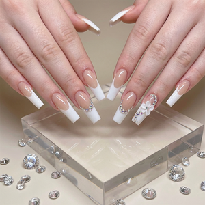 <span class=keywords><strong>Uñas</strong></span> Postizas Hechas a Mano, Color Rosa Brillante con Corazón Blanco, Efecto Metal Líquido, para Uso Diario, <span class=keywords><strong>Uñas</strong></span> Adhesivas <span class=keywords><strong>de</strong></span> Moda - Product Image 4