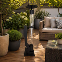 Poêle à granulés en verre pour extérieur, type fusée, 135 cm de haut, en métal noir, pour patio et jardin, avec cendrier