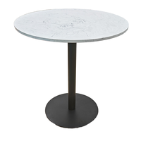 Ensemble de table en pierre artificielle blanche moderne pour table à manger ronde intérieure et extérieure avec cadre en métal pour patio café parc restaurant