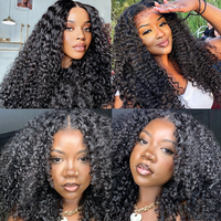 Perruque longue en cheveux humains vierges bouclés de haute qualité, sans colle, avec dentelle transparente, idéale pour les événements de cosplay
