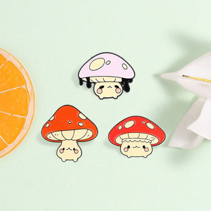 Set Pin Enamel Jamur Kawaii Lucu, Bros Jamur Kartun Menggemaskan Untuk Dekorasi Tas Ransel - Product Image 1