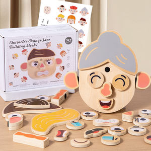 กระดานปริศนารูปสัตว์ทำจากไม้สำหรับเด็กพร้อมการแสดงออกทางสีหน้าการจับคู่การศึกษาในช่วงต้นและของเล่นทางปัญญา - Product Image 5