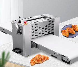 Machine à étaler la pâte à pizza, croissants et pâtisseries, électrique, réversible, à plateau tournant, avec bande transporteuse, équipement de boulangerie - Product Image 1