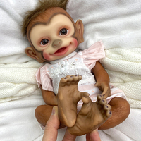 Poupée Reborn Singe en Silicone de 16 Pouces avec Cheveux, Corps Entier, Peau Douce, Yeux Réalistes, Corps Lesté, Jouet de Collection, Cadeau Compagnon pour Enfants