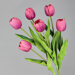 Venta al por mayor de suministro de fábrica blanco artificial Faux Tulipa <span class=keywords><strong>Gesneriana</strong></span> flor para boda ramo MESA CENTRO pieza decoración adornos - Product Image 4