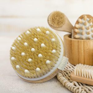 Brosse de massage corporelle longue en bambou 100 % naturel, exfoliante, pour douche et bain, en loofah – Offre spéciale - Product Image 4