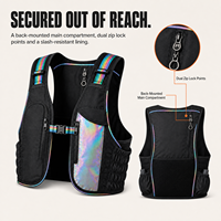 Sac à dos d'hydratation LED pour festival de musique avec poche principale de 3L, poche à eau de 2L, batterie rechargeable USB et modes lumineux pour course nocturne