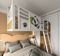 Lit de style loft pour petit appartement, lit surélevé gain de place, lit supérieur suspendu pour duplex