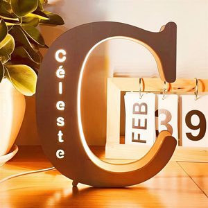 مصباح ليلي خشبي مخصص بأحرف الأبجدية واسم الطفل، إضاءة ليلية مخصصة لغرفة الأطفال، ديكور غرفة، حروف مضيئة بالاسم - Product Image 5