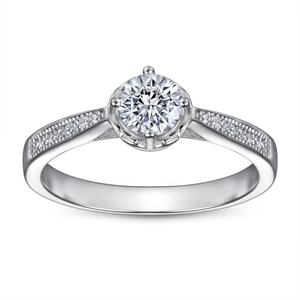 Bague de fiançailles et de mariage élégante en argent sterling 925, tendance, sertie de zircon cubique, sertissage à griffes, plaquée rhodium pour femmes - Product Image 4