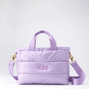 Nylon Waterproof Tote Bag for <b>Girls</b> Lightweight Puffer Convertible Shoulder Packable Shopping Solid Color with Zipper Closure - Product Image 5