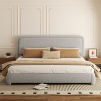 Cadre de lit convertible moderne de luxe en flanelle rembourré, avec housse amovible, base métallique durable et design peu encombrant