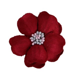 Flor de tela hecha a mano de doble capa de 5.5 cm con centro de cuentas para accesorios de cabello, ropa, zapatos y decoración de sombreros. - Product Image 5
