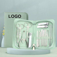 Coupe-ongles de luxe en acier inoxydable manucure pédicure ensemble 17 en 1 Portable personne soins outils de toilettage trousse de voyage pour fille