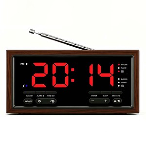 <span class=keywords><strong>Radio</strong></span>-réveil vintage avec charge sans fil rapide, double alarme, fonction snooze, contrôle de la luminosité, horloge rétro pour chambre à coucher - Product Image 1