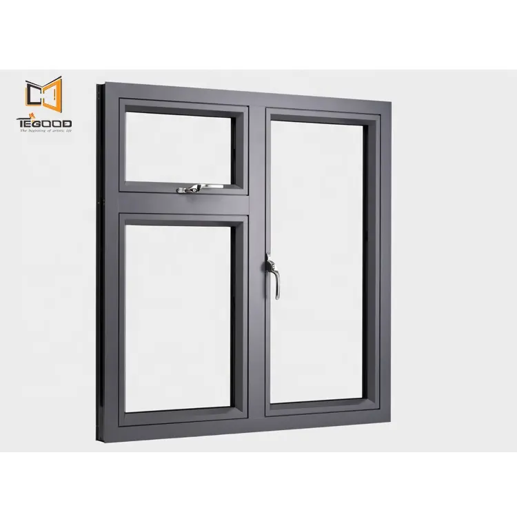 Tegood Manufacture Hot Selling Thermal Break Aluminum Double Tempered Glass Swing Windows With Mesh Screen