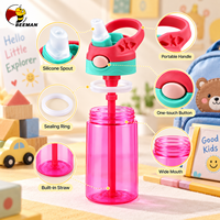 Bouteille d'eau Beeman pour enfants, idéale pour l'école, avec paille et poignée, portable, en plastique, réutilisable, personnalisable avec logo, vente en gros, fabrication
