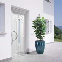 Pot de fleurs en céramique classique et moderne, durable, pour sol, patio, jardin et rebord de fenêtre - Vert armée