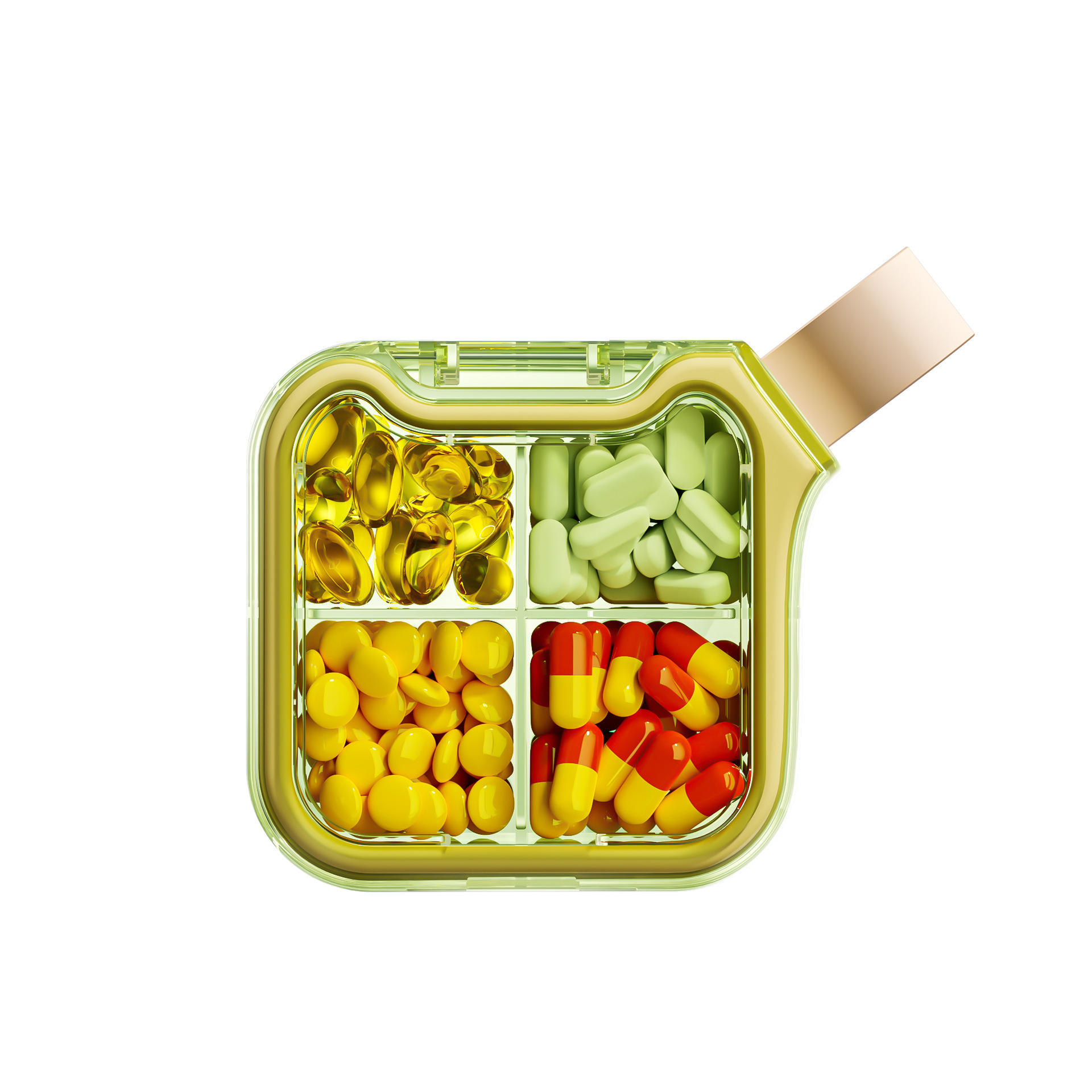 กล่องใส่ยา 4 ช่อง [สีเขียว]