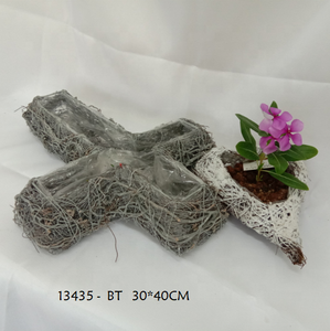 Panier en rotin de jardin à fleurs 1 pièce, <span class=keywords><strong>pour</strong></span> pots de fleurs, de forme croisée - Product Image 3