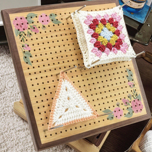Handcrafted Wooden Bamboo Crochet Blocking Board <b>Holder</b> with Stainless Steel Pins for Hand Sewing and Granny Square Lovers - Product Image 2
