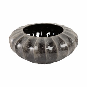 Ciotola decorativa in ceramica smaltata, rotonda, nera, per tavolino da caffè o decorazione da cucina. - Product Image 1