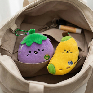 Porte-monnaie en peluche rond motif fruits de dessin animé (pomme, poire, ananas) – Mini sac pour écouteurs, porte-clés, pendentif, logo personnalisé pour enfants et femmes - Product Image 2