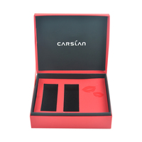 Boîtes cosmétiques modernes de luxe rouges pour l'emballage de rouge à lèvres et de crème pour le visage, gaufrage, laminage mat, insert en EVA, boîte à charnière